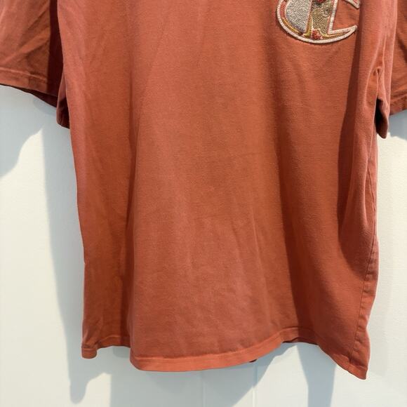 Champion T Shirt Large Terracotta Pink Embroidered Logo Patch Casual Mixed Media - Picture 6 of 13